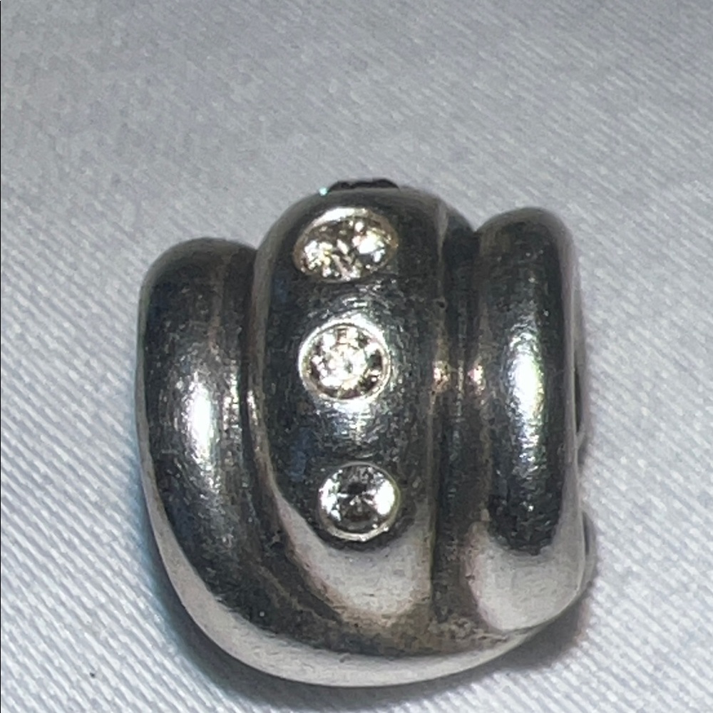 Pandora Champagne Swirl charm, Sterling Silver Love Knot Cubic Zirconia, Retired